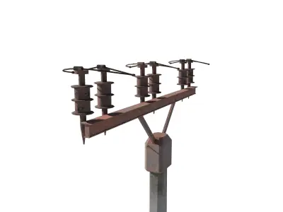 Electricity Pole 2 Weathered 3D model