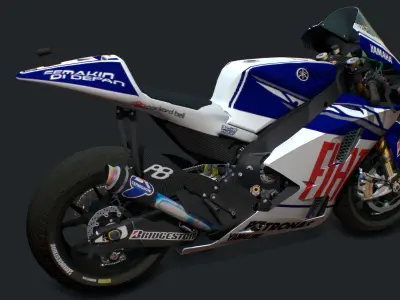 Yamaha Racing Bike Low-poly 3D model