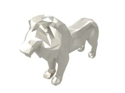 Low Poly Lion Statue v1 003 Low-poly 3D model