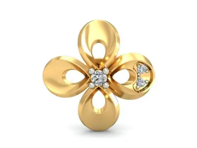 Earring 3dm STL OBJ FBX Render Details gold flower pendant wi... 3D print model