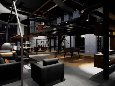 UE4 Office Low-poly 3D model