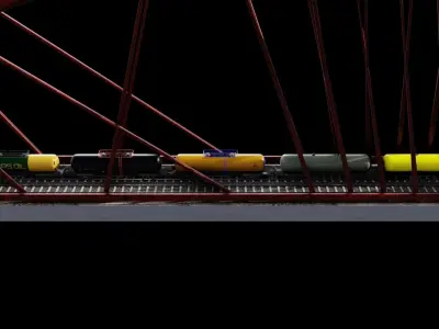 Railway Bridge 3D model complete of wagons 3D model