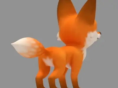 Cartoon Fox Cub Low-poly 3D model
