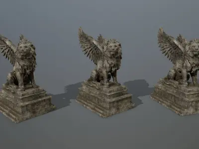lion statue 01 Low-poly 3D model