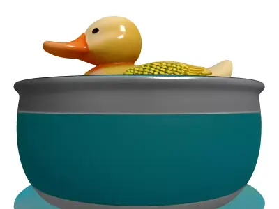 Cute Rubber Duck Water Bowl Low-poly 3D model