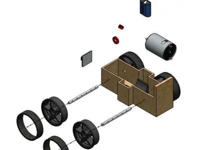 Balsa Battery Car Free 3D model