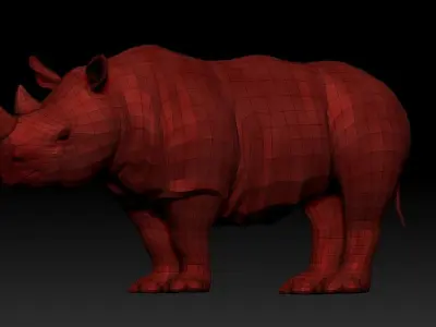 Rhino 3D Photorealistic Model with Uv and  2Texture  Low-poly 3D model