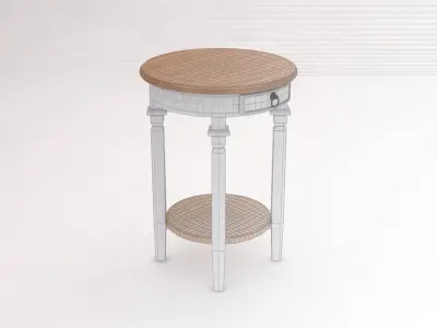 SIDE TABLE---Double round support with a drawer 3D model