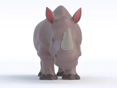 Cartoon Rhino Low-poly 3D model