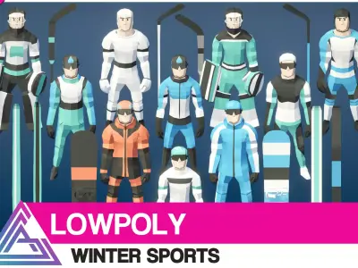 LOWPOLY - Winter Sports Low-poly 3D model