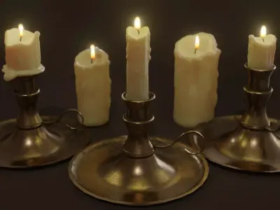 3D Candles Pack ready pbr Low-poly 3D model