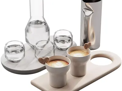 127 eat and drinks decor set 01 coffee and water kit 01 3D model