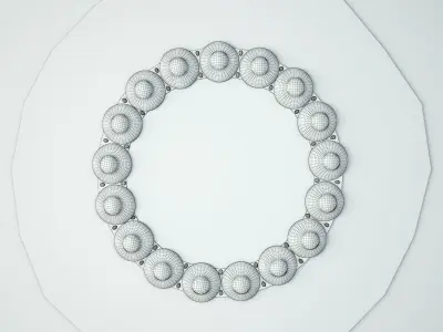 Maximalist Gemmed Cloisonne Wreath Mirror With Peacock 3D model