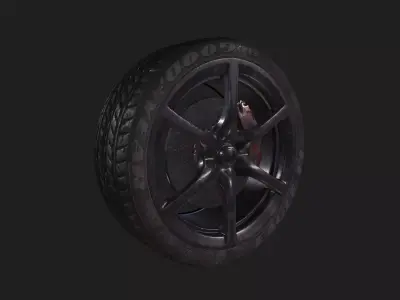 Tire with rims Low-poly 3D model