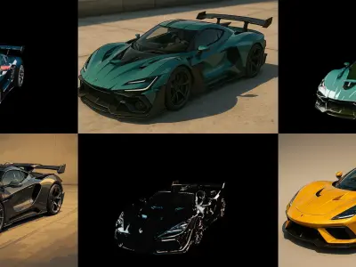 Sport Car bundle 20 pack 100 glb 3D model