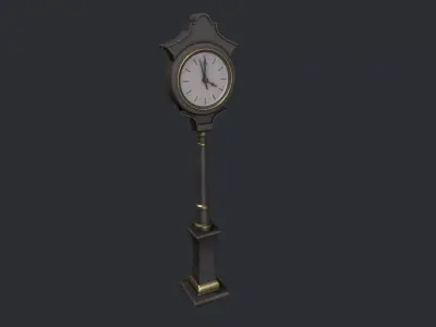 Black and Gold Street Clock Low-poly 3D model