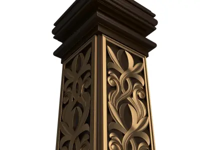 Stair Baluster 02 Red Low-poly 3D model