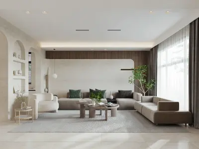 modern living room dining room interior scenes 55 3D model