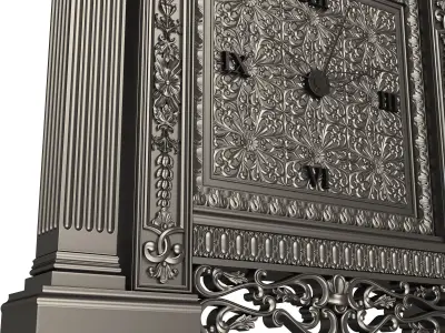 Classic Clock 020 Chrome Low-poly 3D model