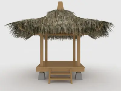 Gazebo 1 Thatch Roof 3D model