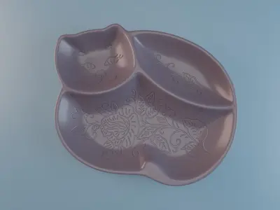 Decoration plate with cat design 3D print model