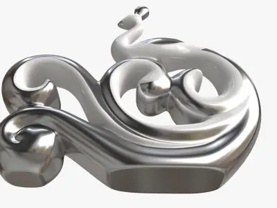 Modern Peacock Ceramic Figurine silver 3D model