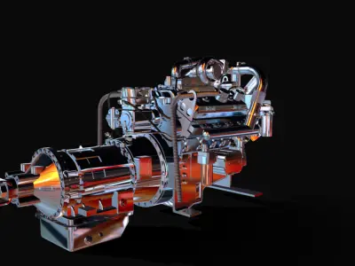 Motor diesel Detroit Low-poly 3D model