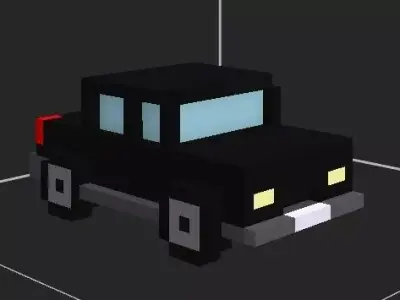 White black and blue car and taxi 3D model