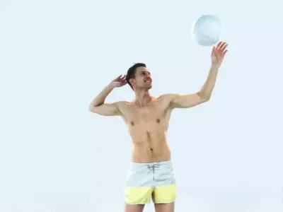 Virtue 04A Beach Serving Sports Man Low-poly 3D model