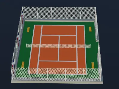 Tennis Court - France Low-poly 3D model