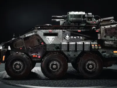 Futuristic Military High-quality Vehicle APC Low-poly 3D model