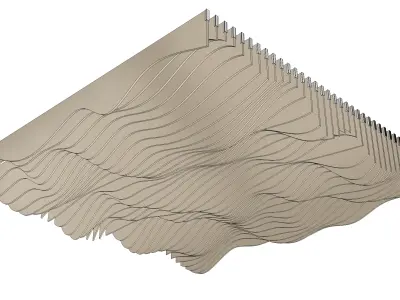 Parametric Ceiling Wave Contour Design with Hangers 3D model