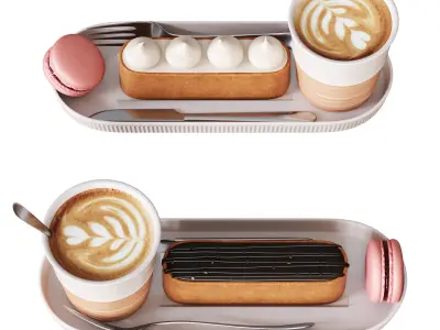 Decorative Set For Cafe Table Set3 3D model