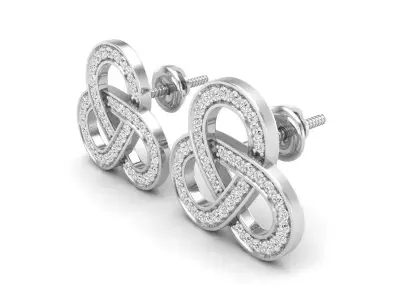 AV 703 Cognac Diamond Ladies Knot Stud Earrings 3D print model