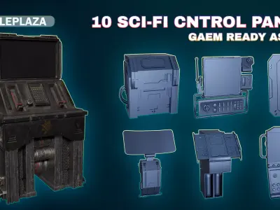 10 SCI-FI CONTROL PANEL GAME READY 3D model