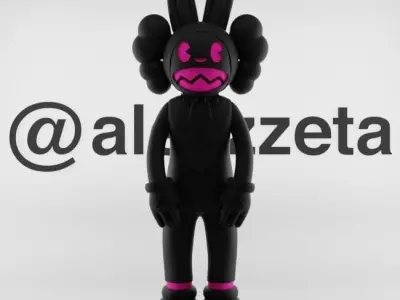 Kaws x Janky Textured Low-poly 3D model