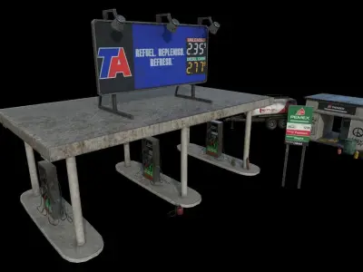 Gas Station Pack Low-poly 3D model