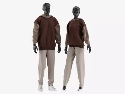 Couple Hoodie Outfit  3D model