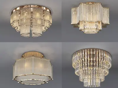 combination style European ceiling crystal 3D model