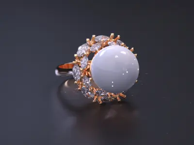 Pearl jewelry ring 3D print model