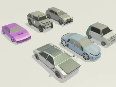 Stylized Lowpoly Car Pack - 3D Model  Low-poly 3D model