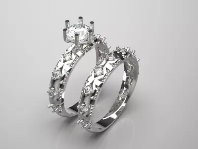 Luxury white gold engagement ring with diamonds model wr0109 3D print model