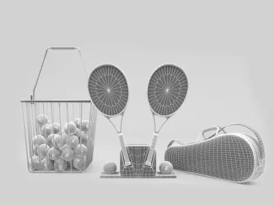 Gym Equipment Tennis Court   Low-poly 3D model