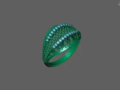 Women Ring With Stone Diamond Ready STL 3DM Models Womens Rings 3D print model order