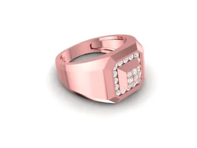 Luxury Square Diamond Men Ring 3D Model  132 3D print model