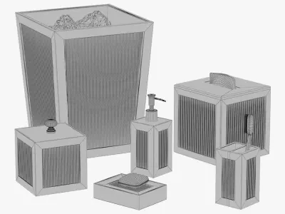 Natural Elements 6 pc Bamboo Bath Accent Set 3D model