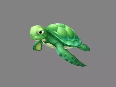 Cartoon Green Turtle Low-poly 3D model purchase