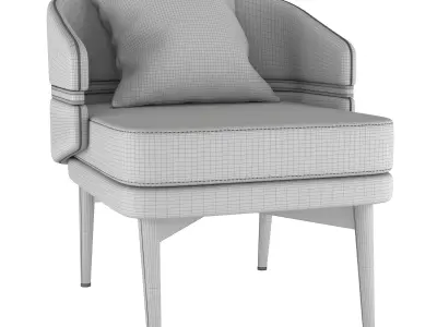 CHAIRSIO LUXURY ARMCHAIR WITH BRUSHED BRASS TRIM  ROUND BACKREST 3D model