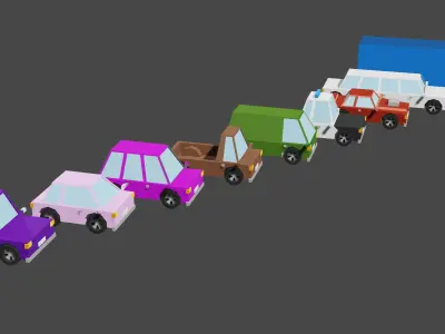 Cars set 10 models low poly Low-poly 3D model