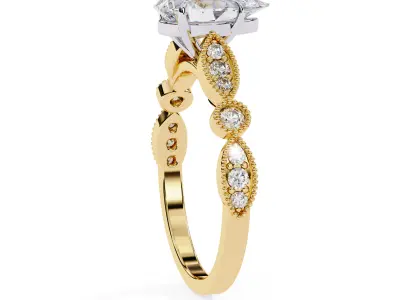Pear Diamond Vintage Setting Solitaire Ring 3D print model
